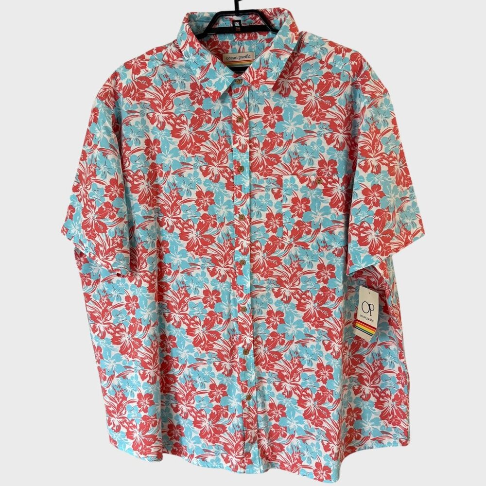 Ocean Pacific Tropical Hawaiian Shirt Men's 4XLT Resort Vacation Beach Aloha NEW